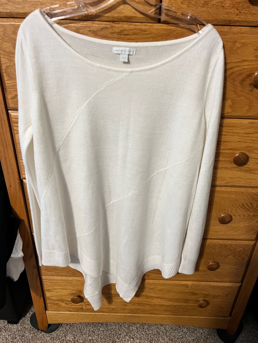 New York & Company Cream Boatneck Knit Pullover